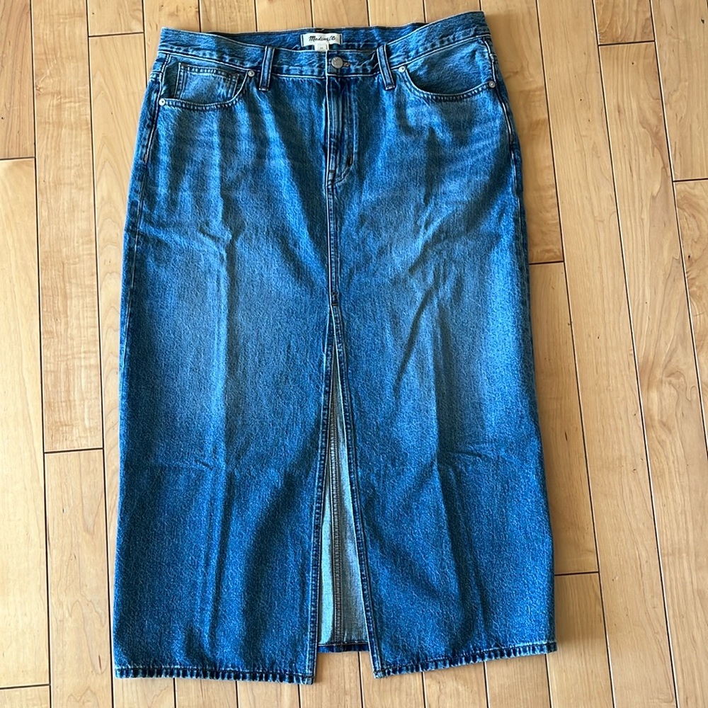 Madewell mid-rise denim maxi skirt - 35” long